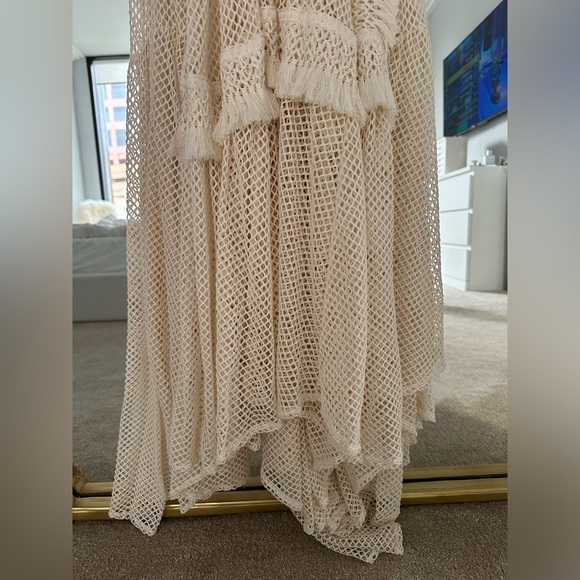 Patbo Fringe & Mesh Cutout Maxi Dress in Ivory - Picture 12 of 13